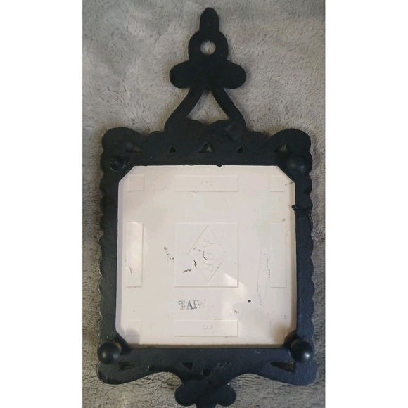 Vintage Cast Iron Ceramic Trivet Mouse Hamic Wheat Floral Background Kitchen - Picture 2 of 5